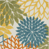 5' X 7' Turquoise Floral Non Skid Indoor Outdoor Area Rug - Homeroots - Flyclothing LLC