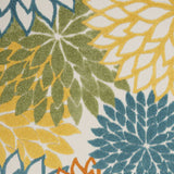 6' X 9' Turquoise Floral Non Skid Indoor Outdoor Area Rug - Homeroots - Flyclothing LLC