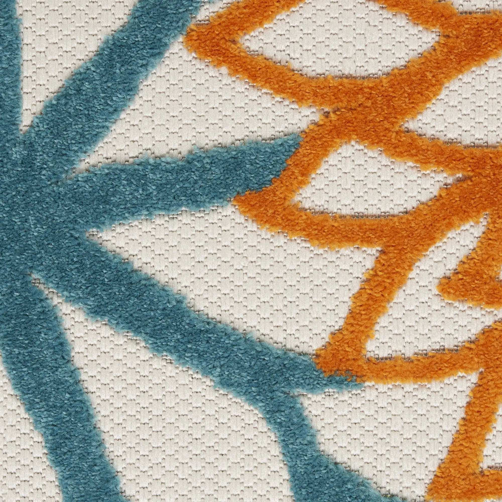 7' X 10' Turquoise Floral Non Skid Indoor Outdoor Area Rug - Homeroots - Flyclothing LLC