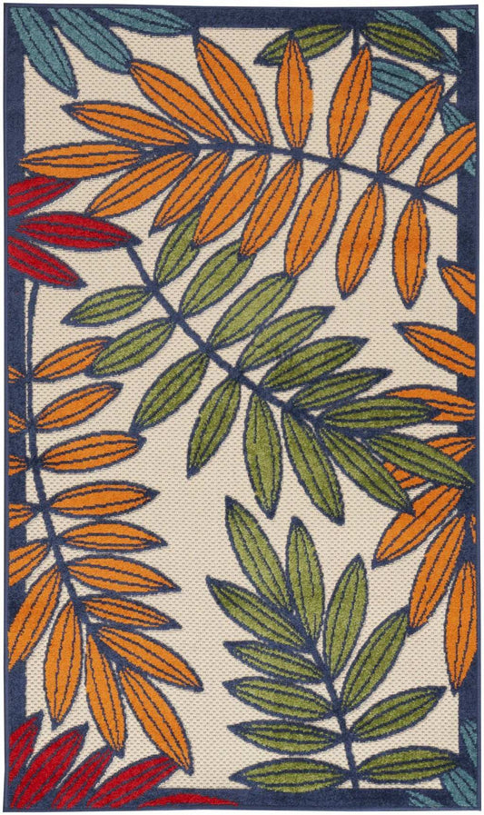 3' X 5' Orange And Red Floral Non Skid Indoor Outdoor Area Rug - Homeroots - Flyclothing LLC