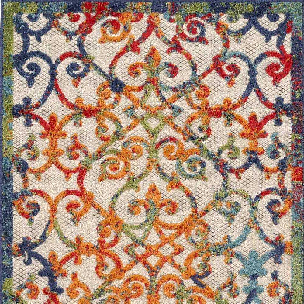 3' X 5' Orange Blue And Green Damask Non Skid Indoor Outdoor Area Rug - Homeroots - Flyclothing LLC