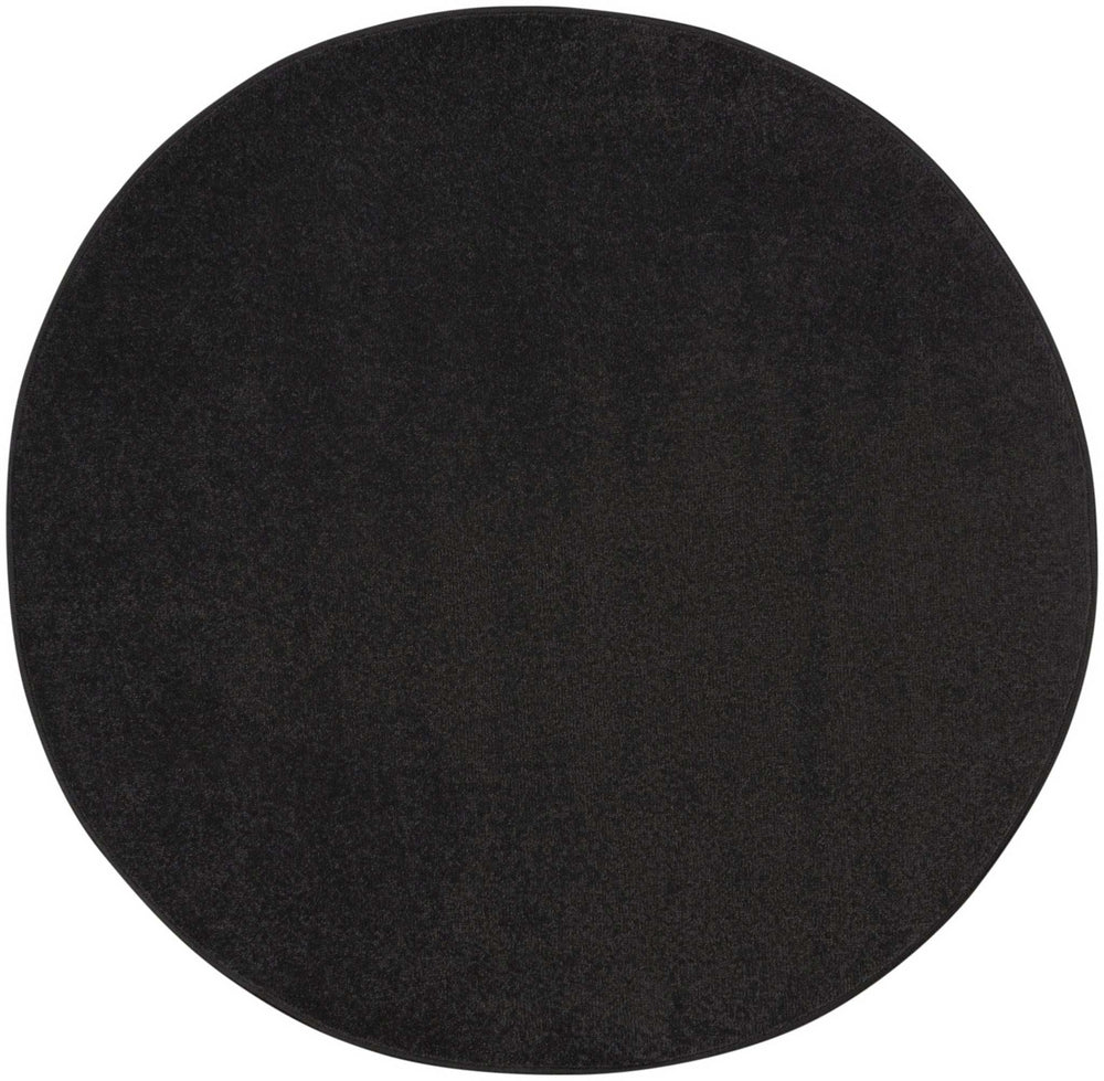4' X 4' Black Round Non Skid Indoor Outdoor Area Rug - Homeroots - Flyclothing LLC