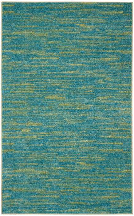 3' X 5' Blue And Green Striped Non Skid Indoor Outdoor Area Rug - Homeroots - Flyclothing LLC
