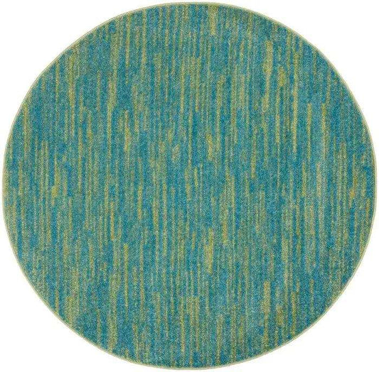 4' Blue And Green Round Striped Non Skid Indoor Outdoor Area Rug - Homeroots - Flyclothing LLC
