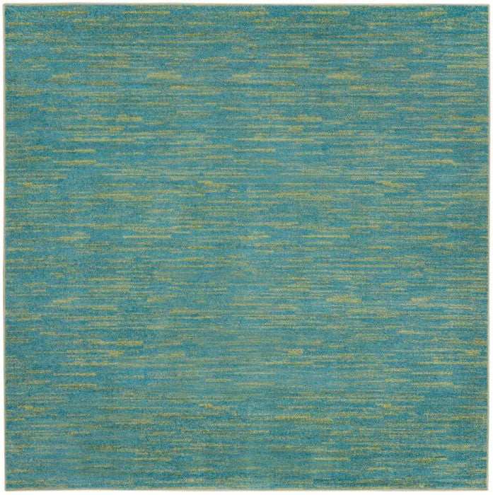 5' X 5' Blue And Green Square Striped Non Skid Indoor Outdoor Area Rug - Homeroots - Flyclothing LLC