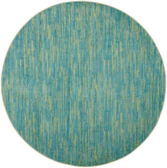 6' X 6' Blue And Green Round Striped Non Skid Indoor Outdoor Area Rug - Homeroots - Flyclothing LLC