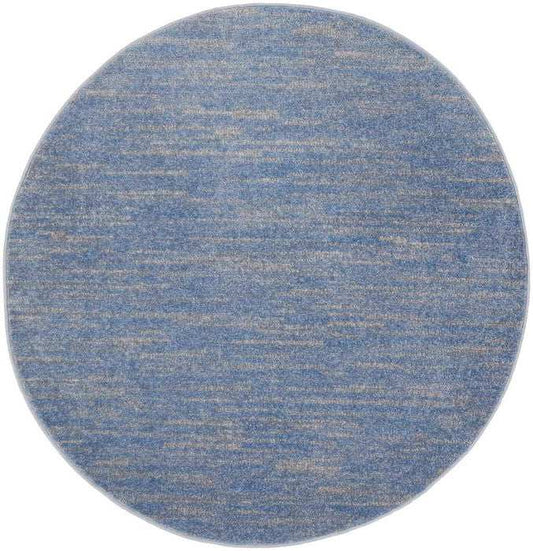 4' Blue And Grey Round Striped Non Skid Indoor Outdoor Area Rug - Homeroots - Flyclothing LLC
