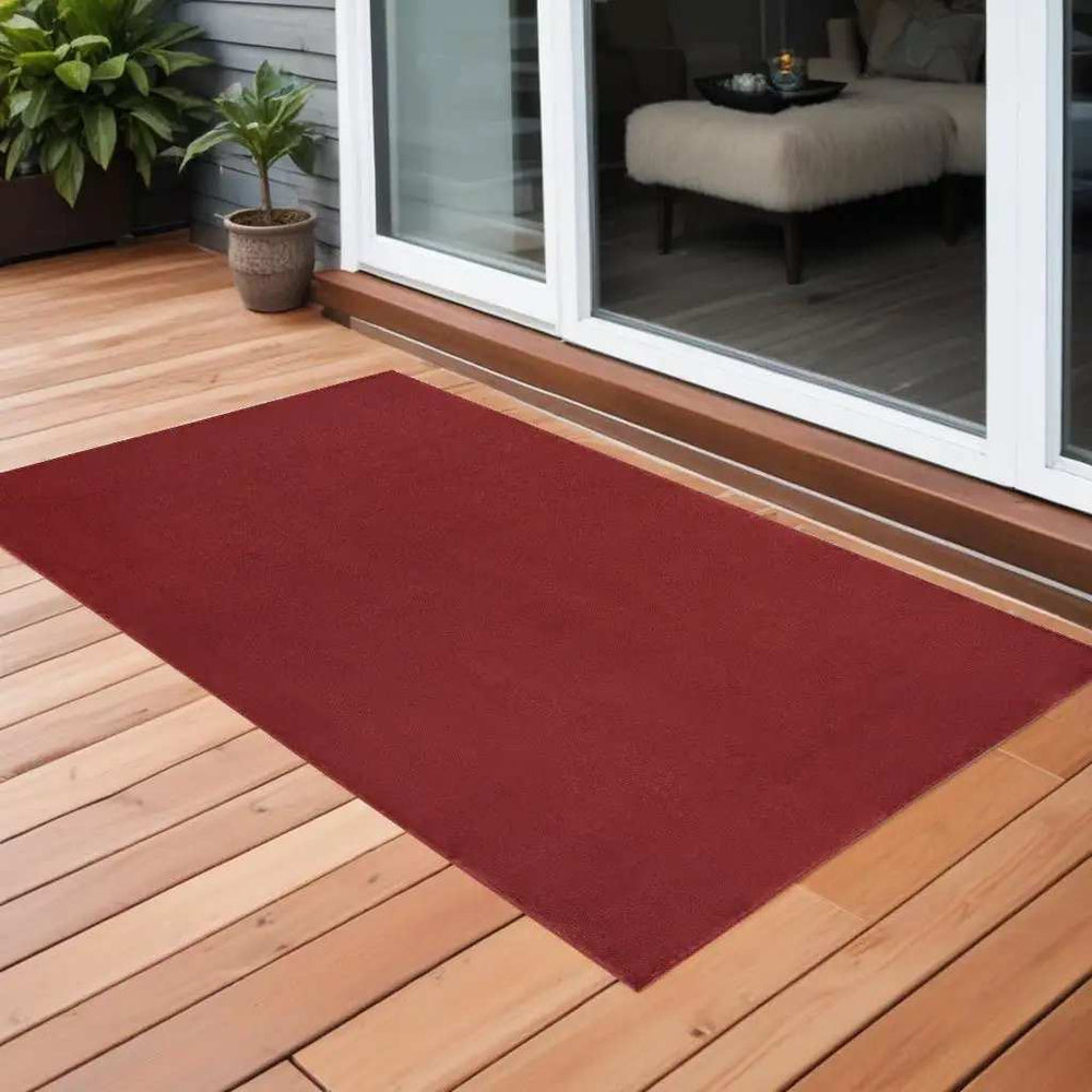 3' X 5' Brick Red Non Skid Indoor Outdoor Area Rug - Homeroots - Flyclothing LLC
