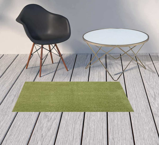 2' X 4' Green Non Skid Indoor Outdoor Runner Rug - Homeroots - Flyclothing LLC