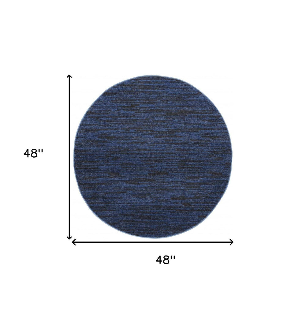 4' X 4' Midnight Blue Round Non Skid Indoor Outdoor Area Rug - Homeroots - Flyclothing LLC