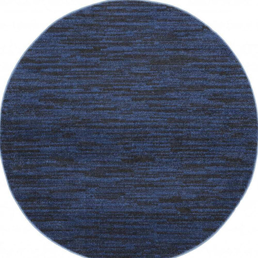 4' X 4' Midnight Blue Round Non Skid Indoor Outdoor Area Rug - Homeroots - Flyclothing LLC