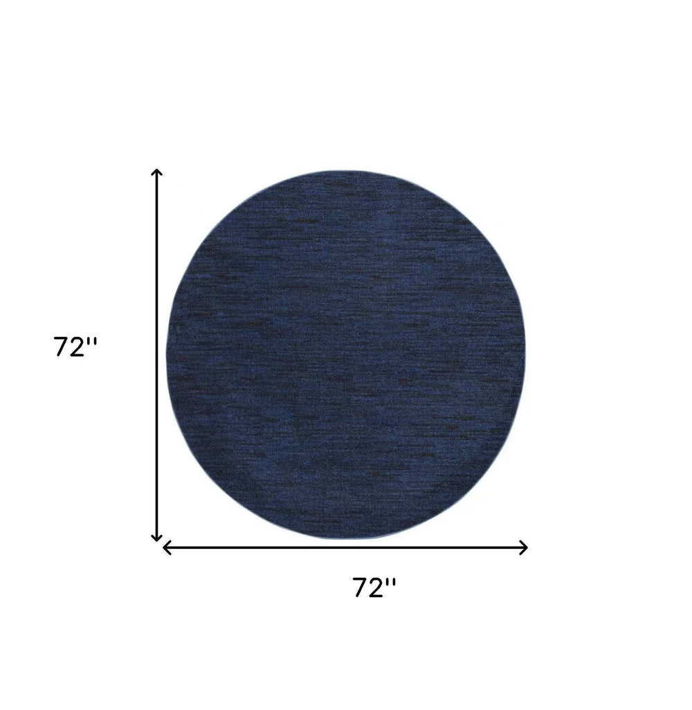 6' X 6' Midnight Blue Round Non Skid Indoor Outdoor Area Rug - Homeroots - Flyclothing LLC