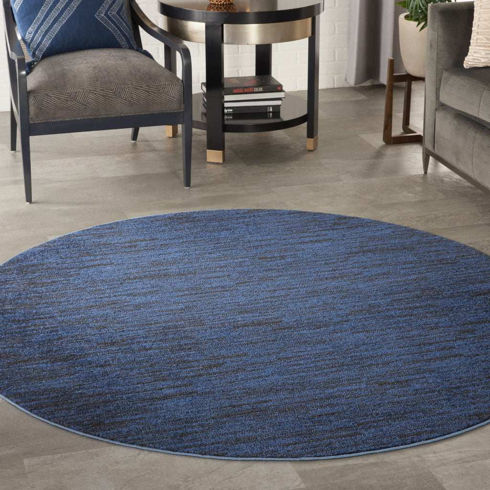 6' X 6' Midnight Blue Round Non Skid Indoor Outdoor Area Rug - Homeroots - Flyclothing LLC