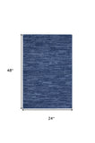 2' X 4' Navy Blue Non Skid Indoor Outdoor Runner Rug - Homeroots - Flyclothing LLC