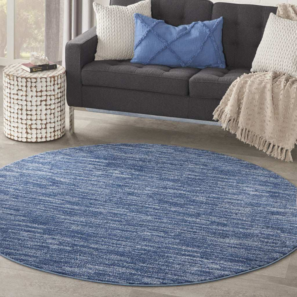 6' X 6' Navy Blue Round Non Skid Indoor Outdoor Area Rug - Homeroots - Flyclothing LLC