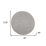 4' X 4' Silver Grey Round Non Skid Indoor Outdoor Area Rug - Homeroots - Flyclothing LLC