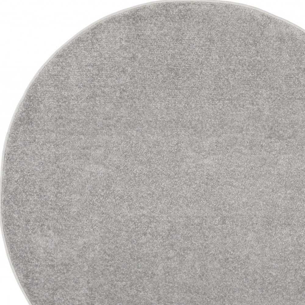 4' X 4' Silver Grey Round Non Skid Indoor Outdoor Area Rug - Homeroots - Flyclothing LLC