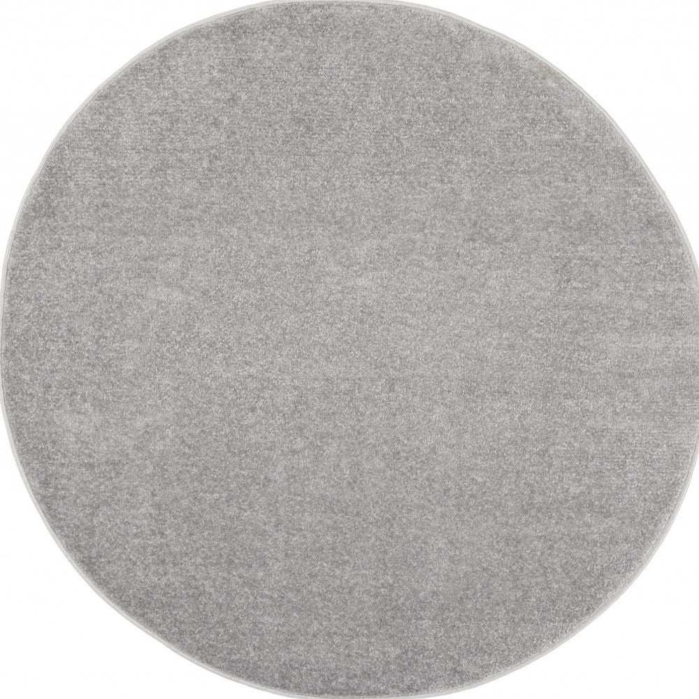 4' X 4' Silver Grey Round Non Skid Indoor Outdoor Area Rug - Homeroots - Flyclothing LLC