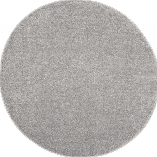 4' X 4' Silver Grey Round Non Skid Indoor Outdoor Area Rug - Homeroots - Flyclothing LLC