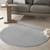 4' X 4' Silver Grey Round Non Skid Indoor Outdoor Area Rug - Homeroots - Flyclothing LLC