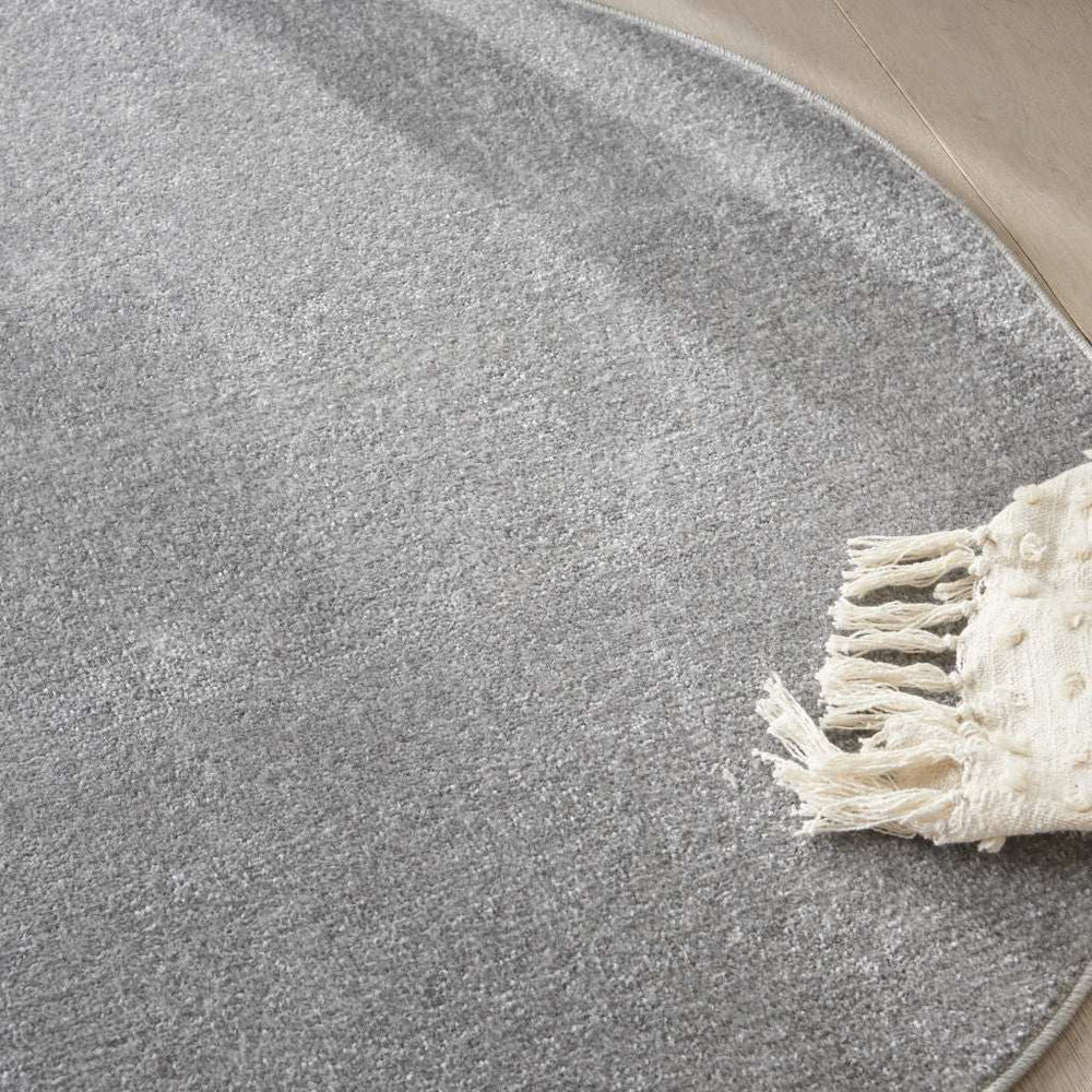 4' X 4' Silver Grey Round Non Skid Indoor Outdoor Area Rug - Homeroots - Flyclothing LLC