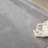 4' X 4' Silver Grey Round Non Skid Indoor Outdoor Area Rug - Homeroots - Flyclothing LLC