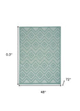 4' X 6' Aqua And Teal Argyle Indoor Outdoor Area Rug - Homeroots - Flyclothing LLC