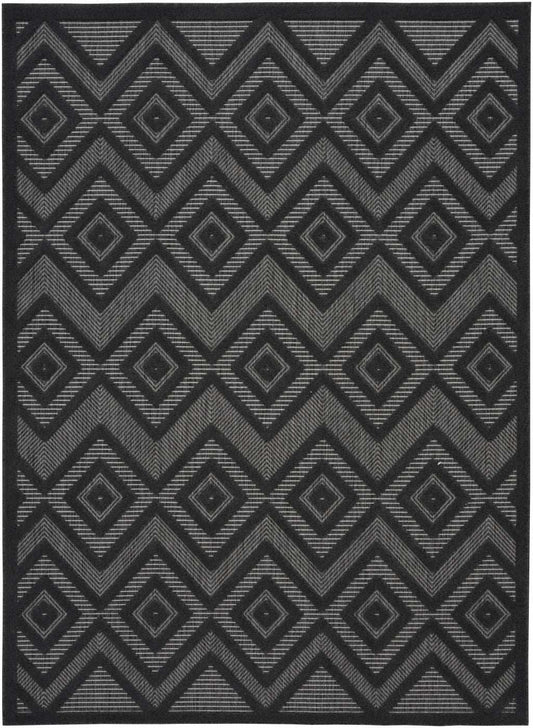 4' X 6' Charcoal Black Argyle Indoor Outdoor Area Rug - Homeroots - Flyclothing LLC