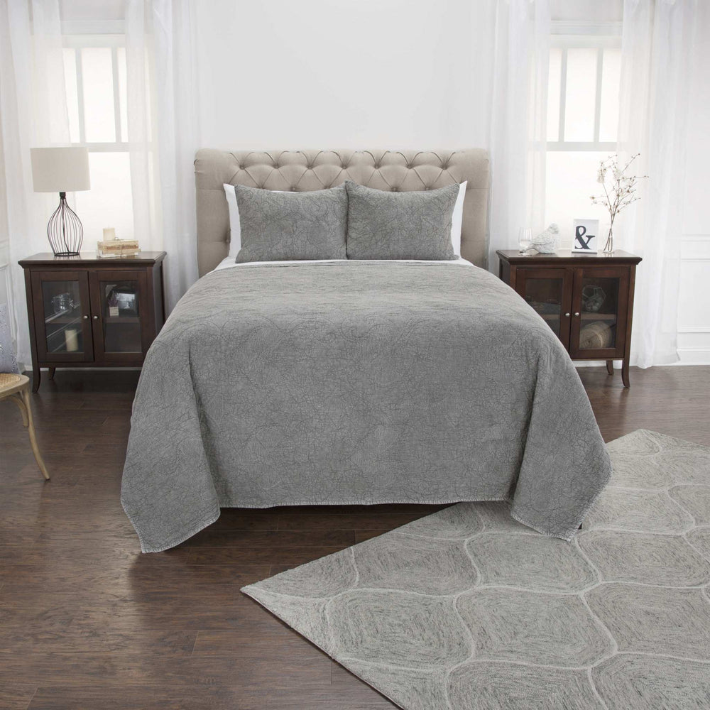 Gray King 100% Cotton 300 Thread Count Machine Washable Down Alternative Comforter - Homeroots - Flyclothing LLC