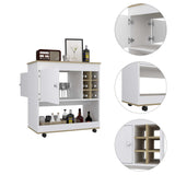 Brown and White Rolling Bar Cart With Wine Storage - Homeroots - Flyclothing LLC