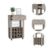 Light Gray Rolling Bar Cart With Wine Storage - Homeroots - Flyclothing LLC