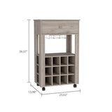 Light Gray Rolling Bar Cart With Wine Storage - Homeroots - Flyclothing LLC