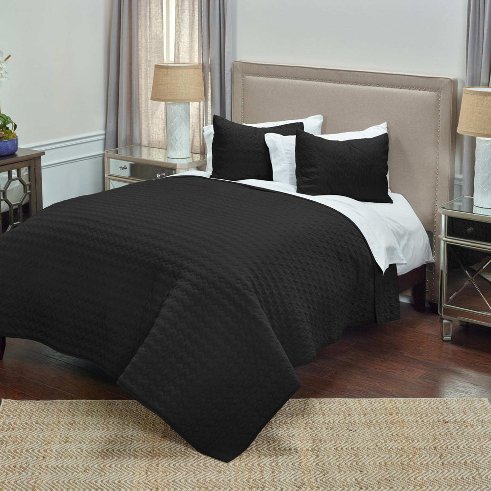 Black Twin 100% Cotton 300 Thread Count Machine Washable Down Alternative Comforter - Homeroots - Flyclothing LLC