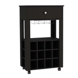 Black Rolling Bar Cart With Wine Storage - Homeroots - Flyclothing LLC