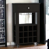 Black Rolling Bar Cart With Wine Storage - Homeroots - Flyclothing LLC