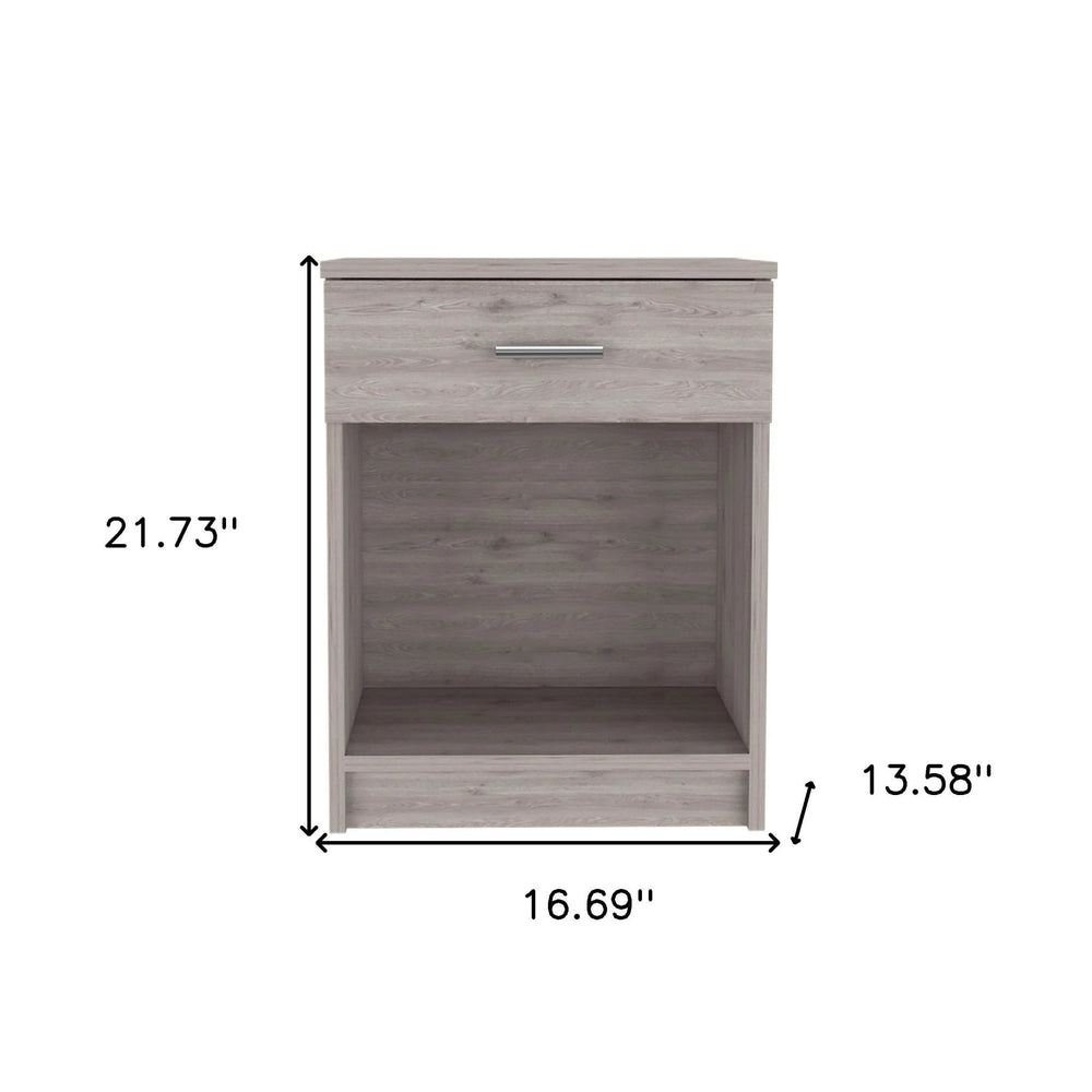 22" Light Gray One Drawer Faux Wood Nightstand - Homeroots - Flyclothing LLC