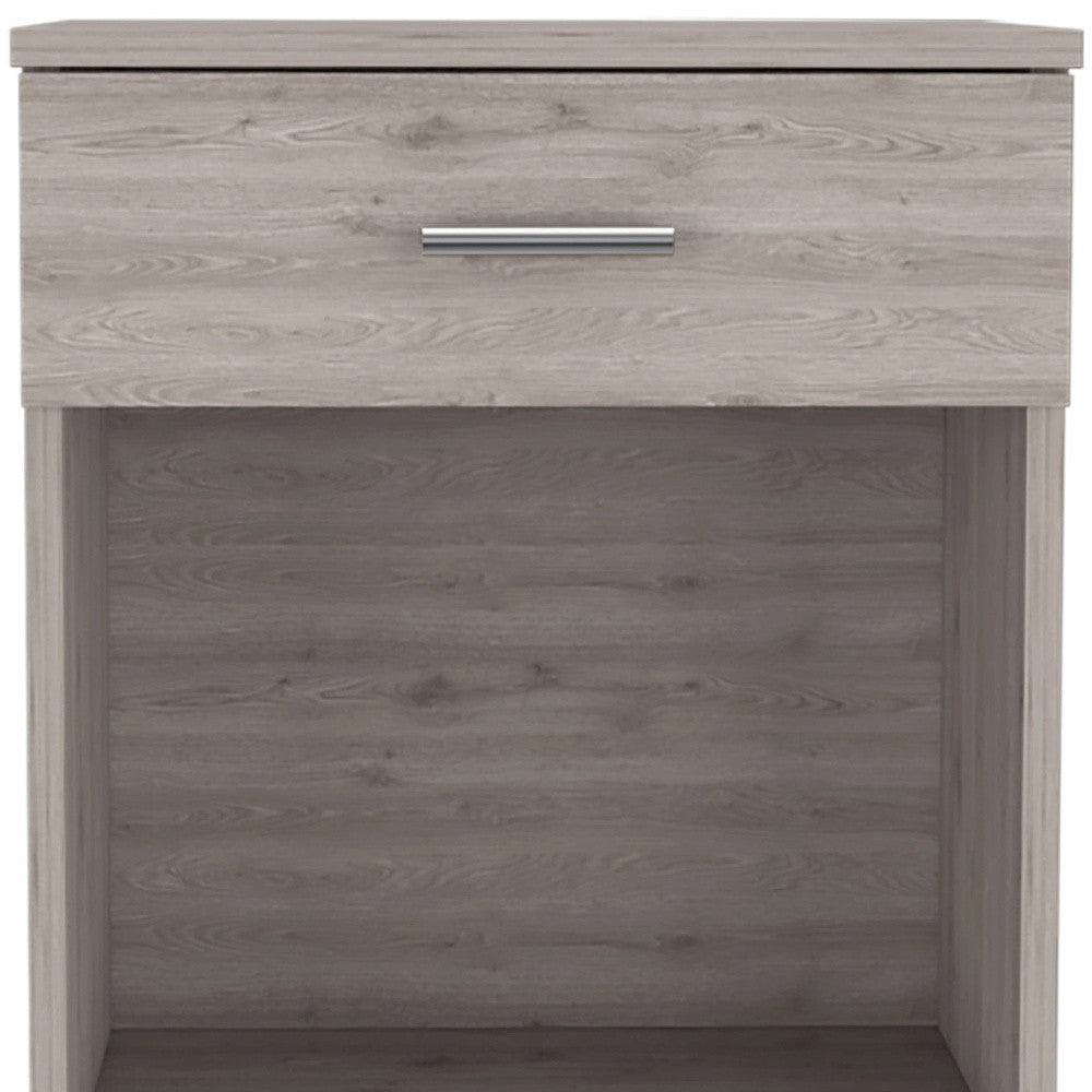 22" Light Gray One Drawer Faux Wood Nightstand - Homeroots - Flyclothing LLC