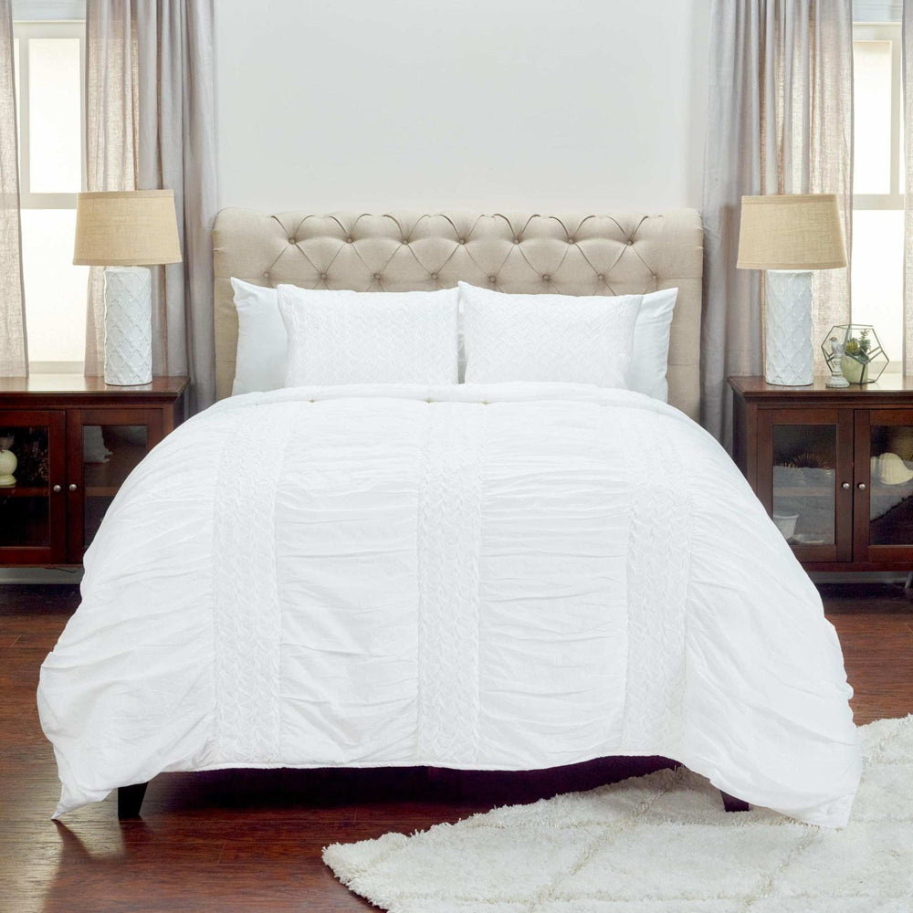 White Twin 100% Cotton 300 Thread Count Machine Washable Down Alternative Comforter - Homeroots - Flyclothing LLC