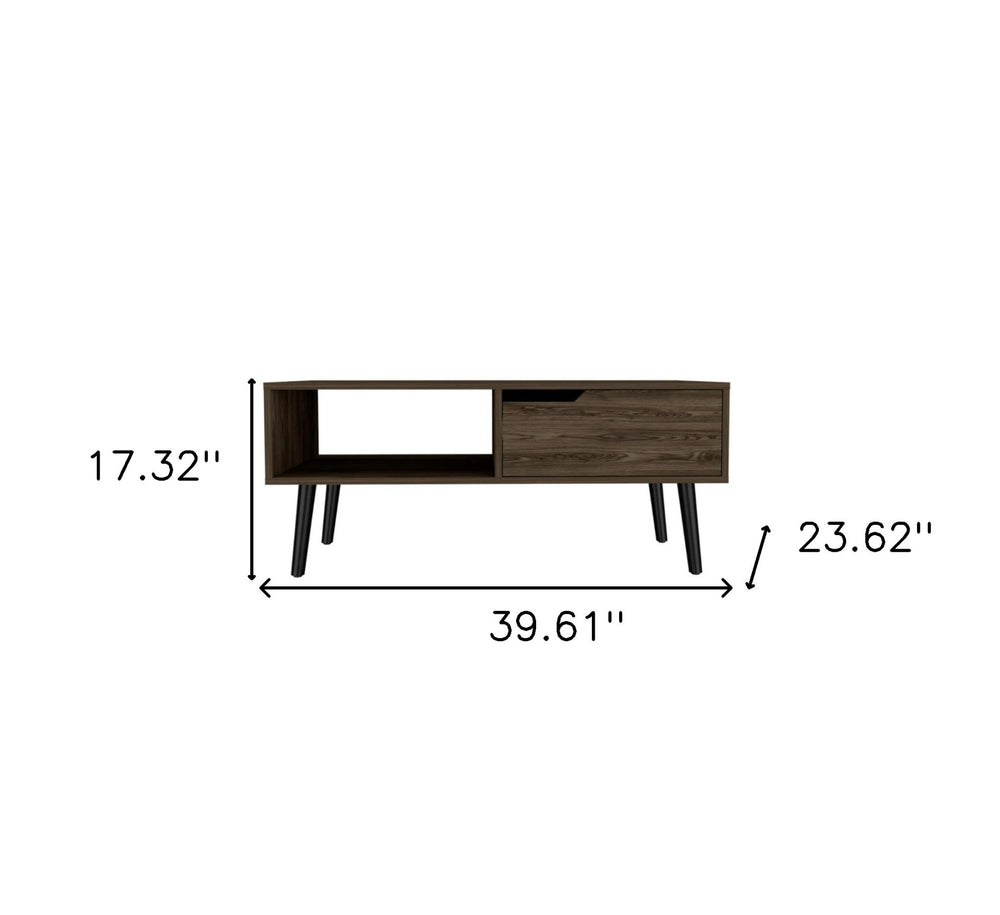 40" Brown And Black Coffee Table With Drawer And Shelf - Homeroots - Flyclothing LLC