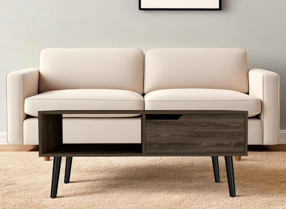 40" Brown And Black Coffee Table With Drawer And Shelf - Homeroots - Flyclothing LLC