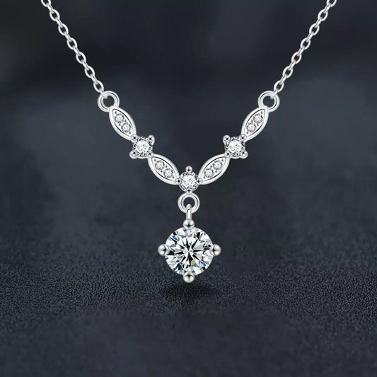 1 Carat Moissanite 925 Sterling Silver Necklace - Trendsi - Flyclothing LLC