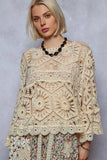 POL Round Neck Weave Knit Pattern Cropped Cover Up - Trendsi - Flyclothing LLC