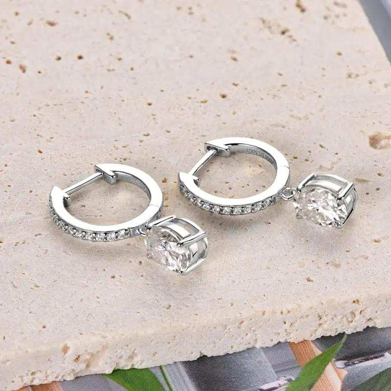 3 Carat Moissanite 925 Sterling Silver Earrings - Trendsi - Flyclothing LLC