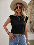 Textured Round Neck Casual Ribbed Top - Trendsi - Flyclothing LLC