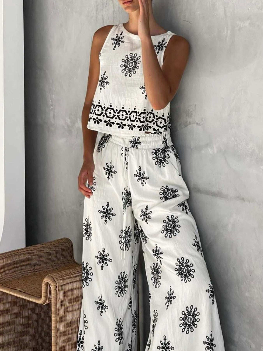 Printed Tank and Pants Set - Trendsi - Flyclothing LLC