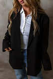 Button Up Long Sleeve Blazer - Trendsi - Flyclothing LLC