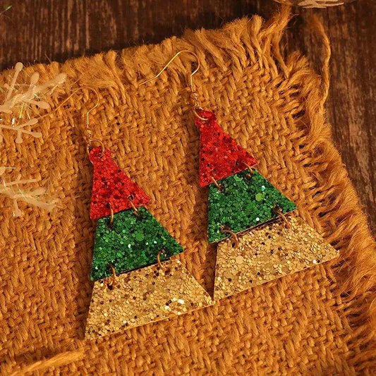 PU Leather Sequin Earrings - Trendsi - Flyclothing LLC