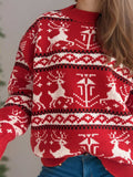 Christmas Element Round Neck Long Sleeve Sweater - Trendsi - Flyclothing LLC