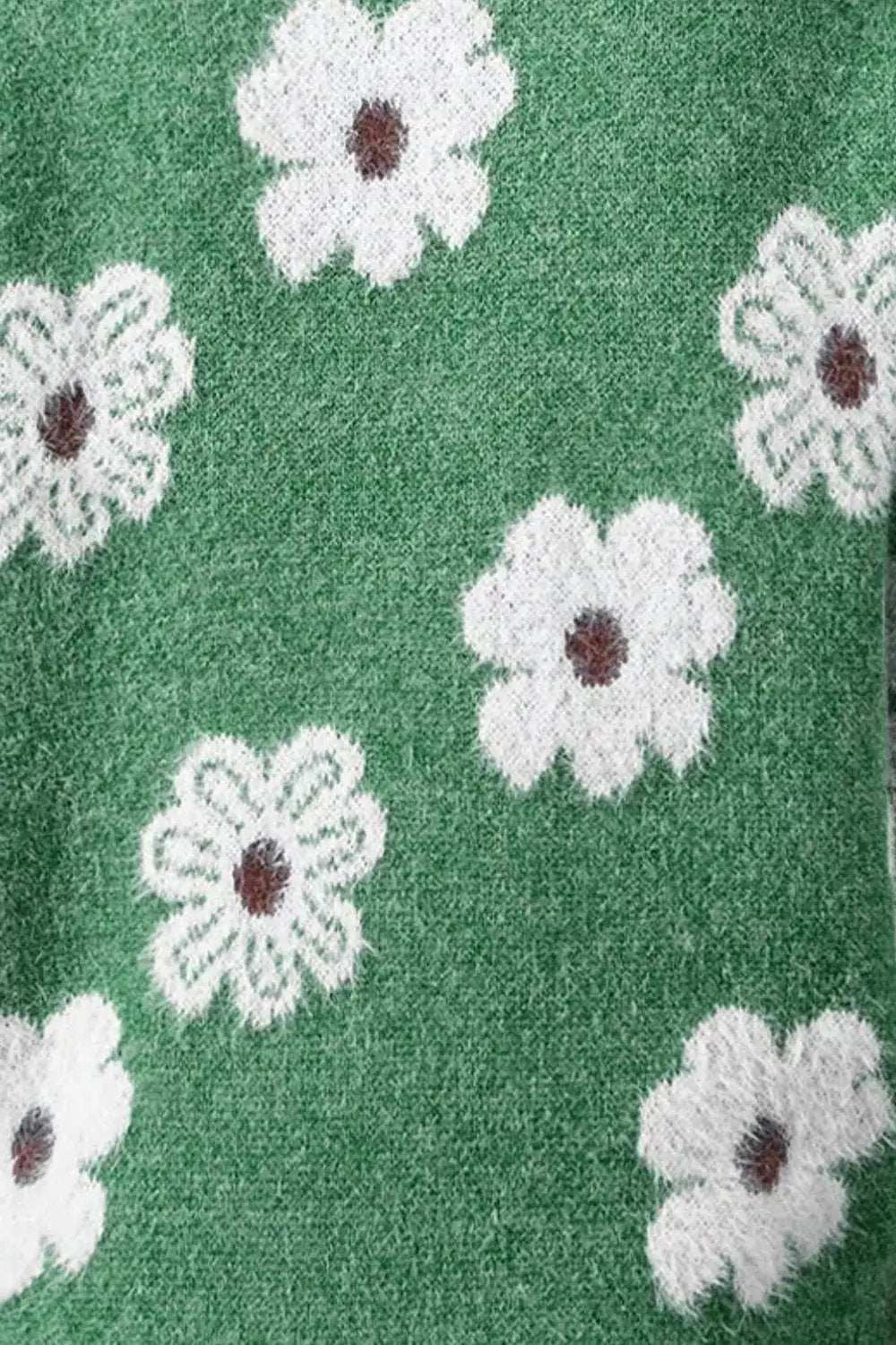 Flower Half Zip Long Sleeve Sweater - Trendsi - Flyclothing LLC