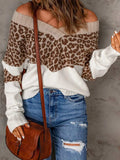Leopard Long Sleeve Sweater - Trendsi - Flyclothing LLC